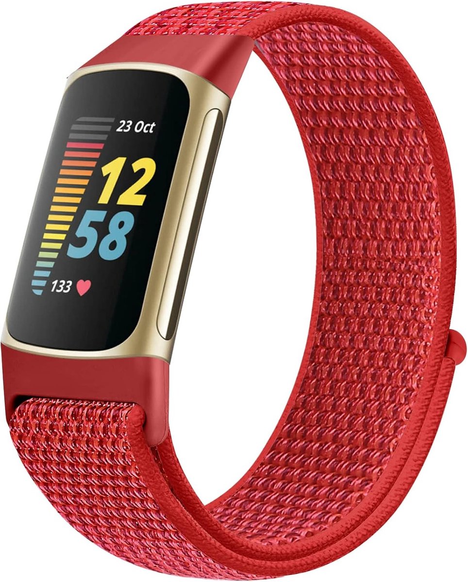 Verstelbare en Ademend Nylon Sportband voor Fitbit Charge 5 - Comfortabele Vervangband voor Mannen en Vrouwen, Geschikt voor Fitness Tracker