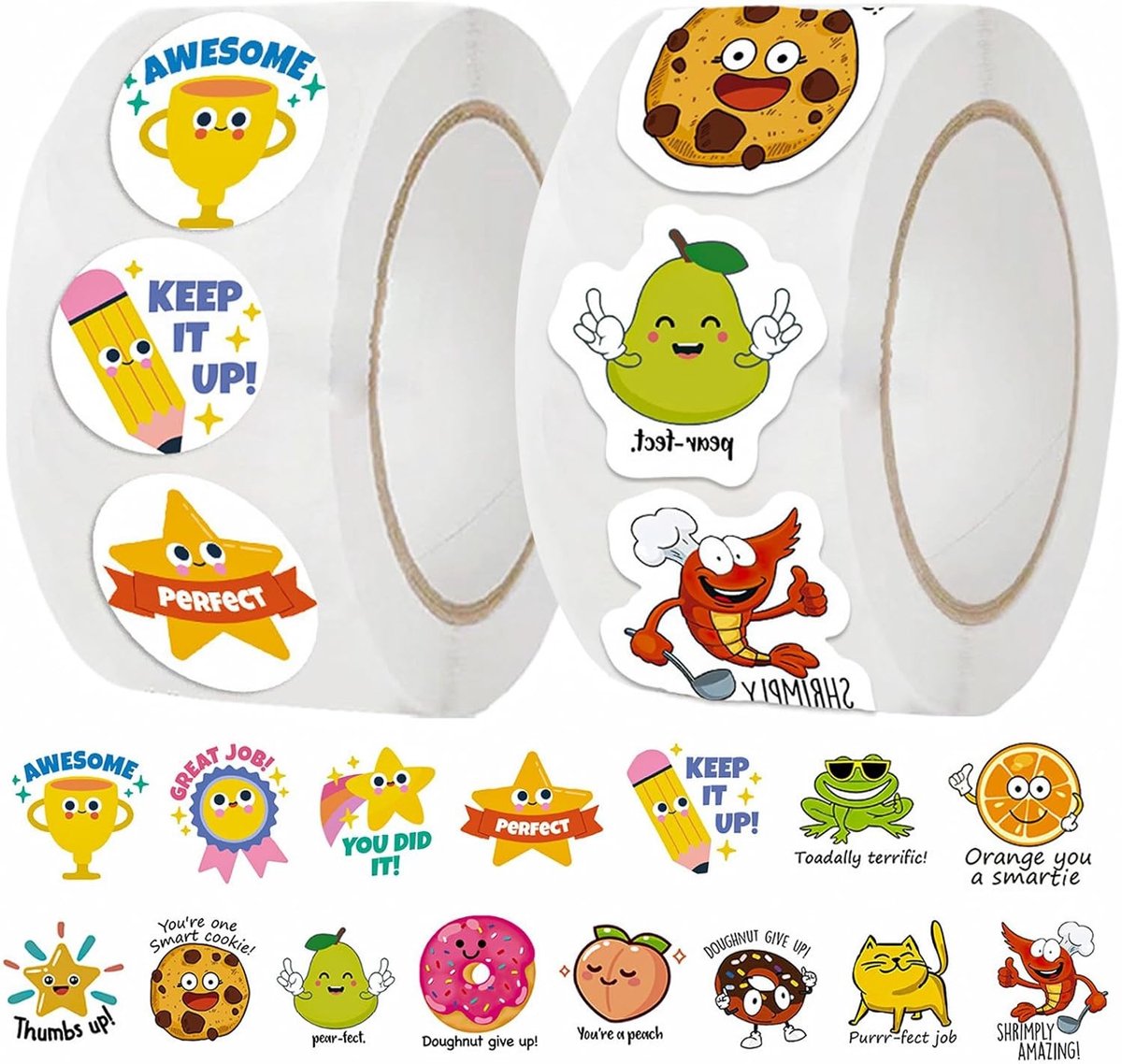 1000 Stuks Beloningsstickers Rol met Dierenmotieven - Zelfklevende Stickers voor Onderwijs, Leraren en Schoolactiviteiten