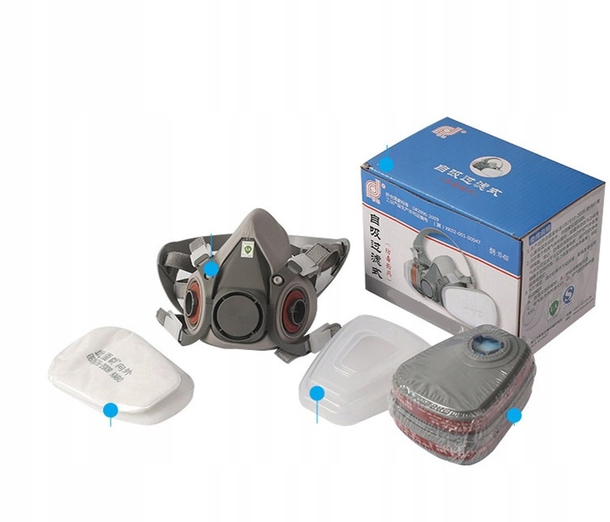 Verfmasker 6200, 7-delige set, maat M, bescherming tegen gassen en dampen