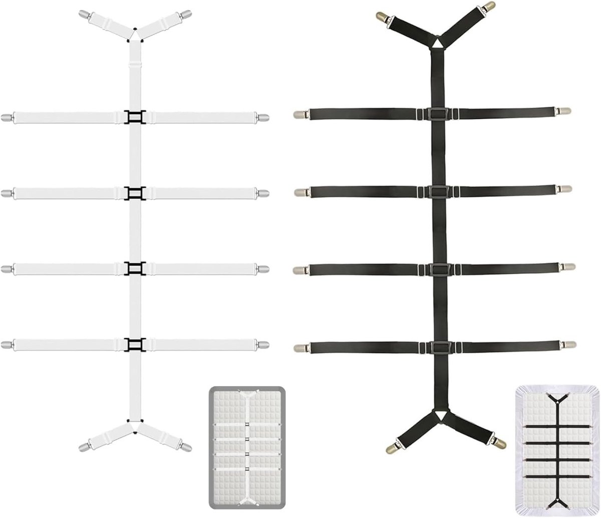 Bedlakenspanners - Zwart - Verstelbare Spanband met Metalen Clip - Voor Beddengoed en Tafelkleden