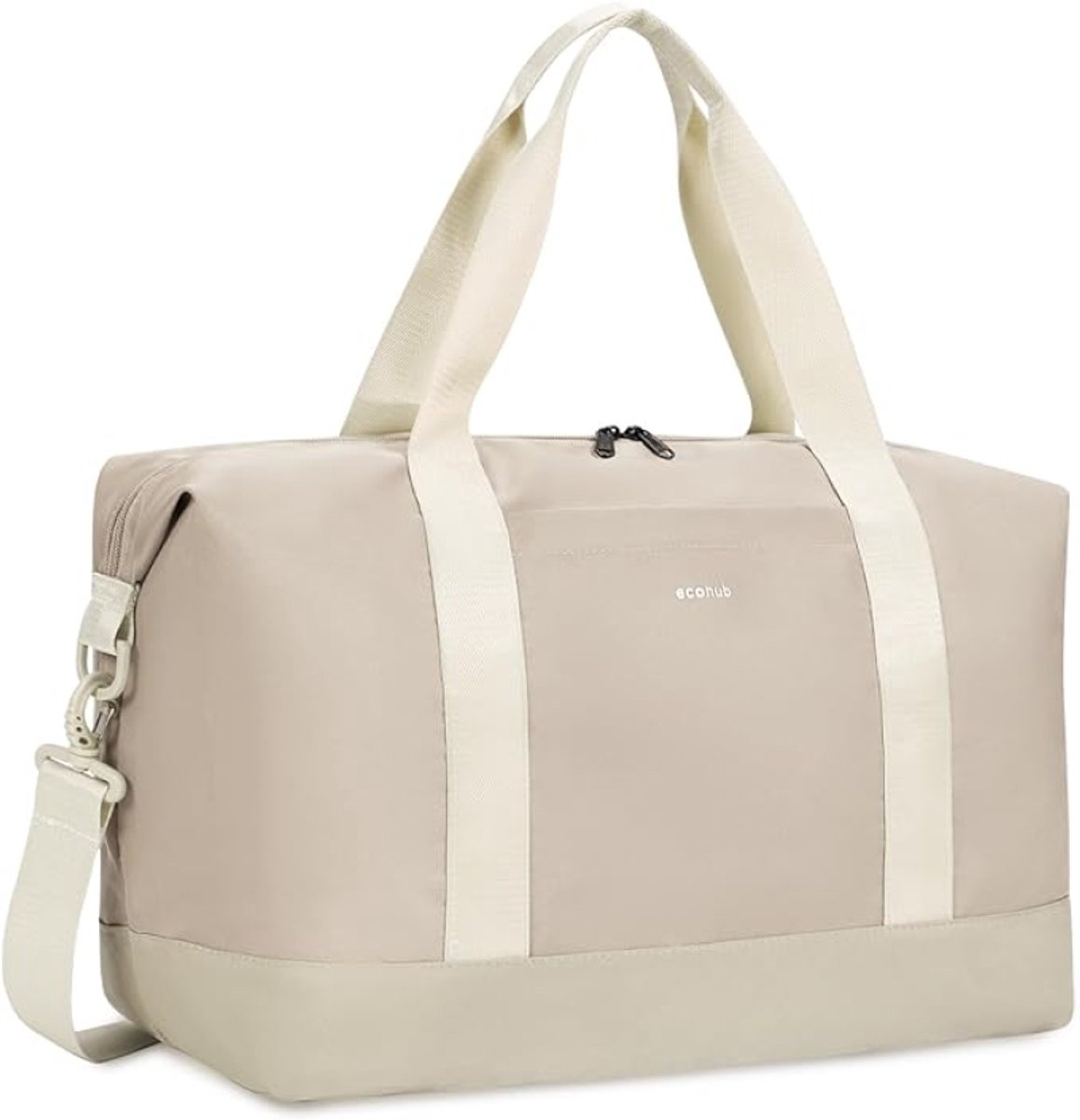 Opvouwbare Handbagage Tas 45x36x20 cm 30L voor Easyjet, Waterdichte Reistas met Verwijderbare Natzak, Trolleyhuls & Schouderband, Beige
