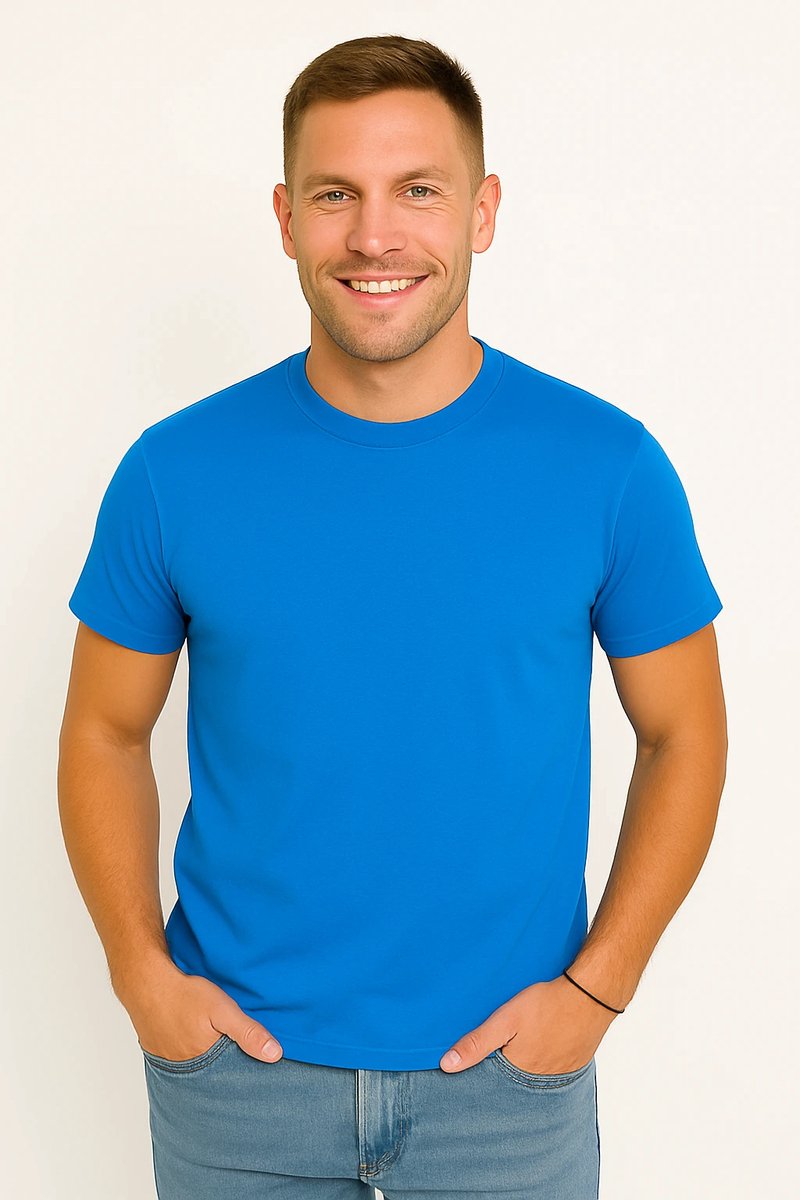 X-Name - Heren T-Shirt - Lichtblauw - Ronde Hals - Italianstyle
