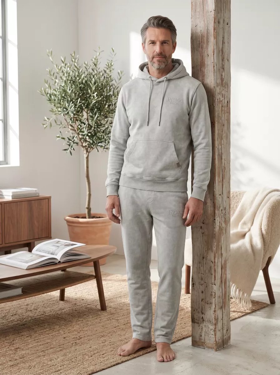 Indigo Denim - Joggingpak Heren Katoen - Lichtgrijs - Alaba