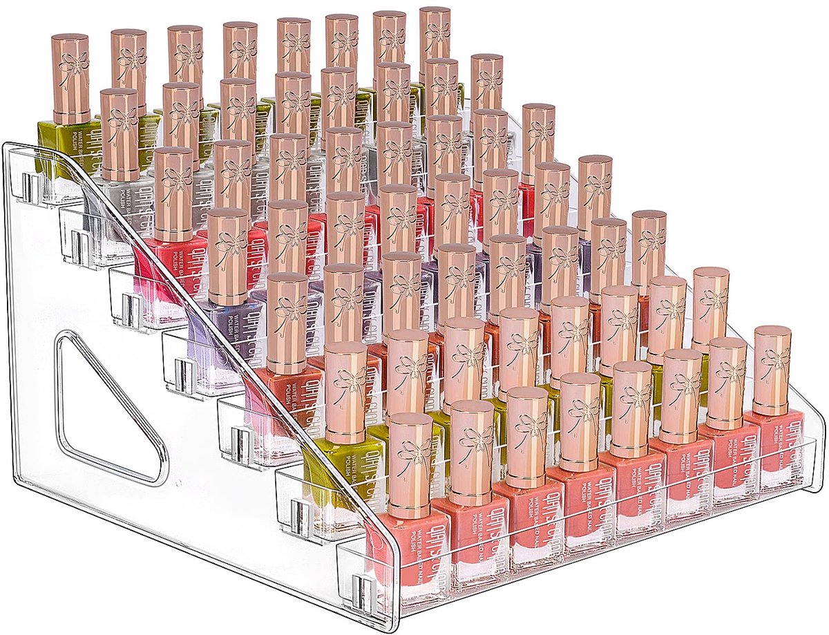 Famanu – 7-laags helder acryl nagellak organisator, etherische olie houder en cosmetische vitrine voor badkamer