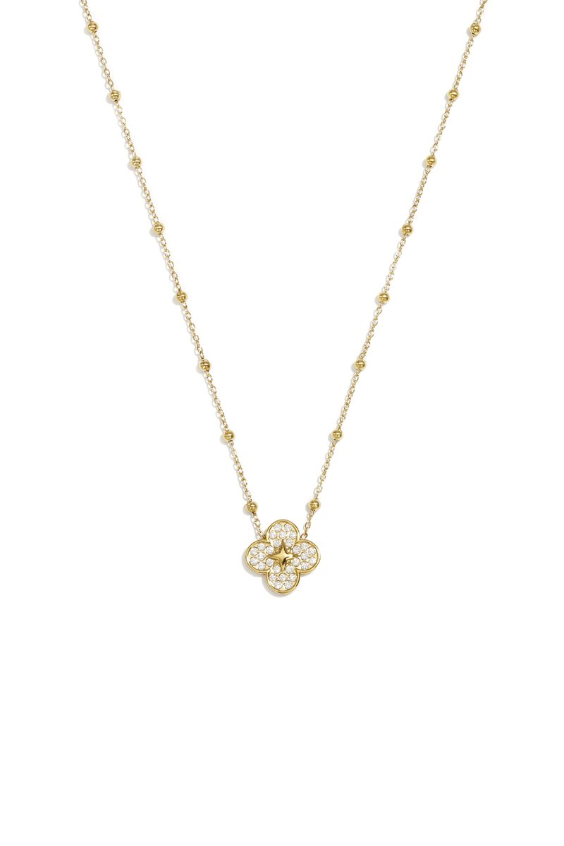 Bijoutheek Collier Balletjes Klaver Steentjes Goudkleurig