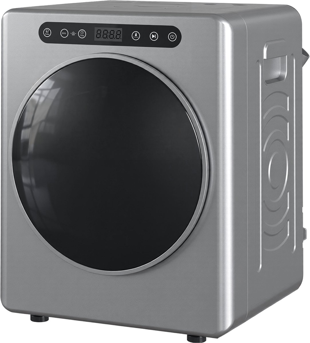 TEKROA® 5 kg geventileerde wasdroger - 1000 W compacte vrijstaande wasdroger met voorlader - roestvrijstalen trommel - timer - zilverkleurig