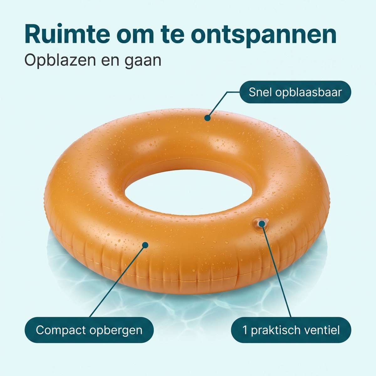 Cheqo® Zwemband Oranje - Zwemring - Opblaasbare Zwemband voor Volwassenen en Kinderen - Zwembad Speelgoed - Waterspeelgoed - Zwembad Accessoires - Opblaasband Groot - Drijfband - Float Tube voor Zwembad en Strand - Zwembenodigdheden Zomer – foto 5