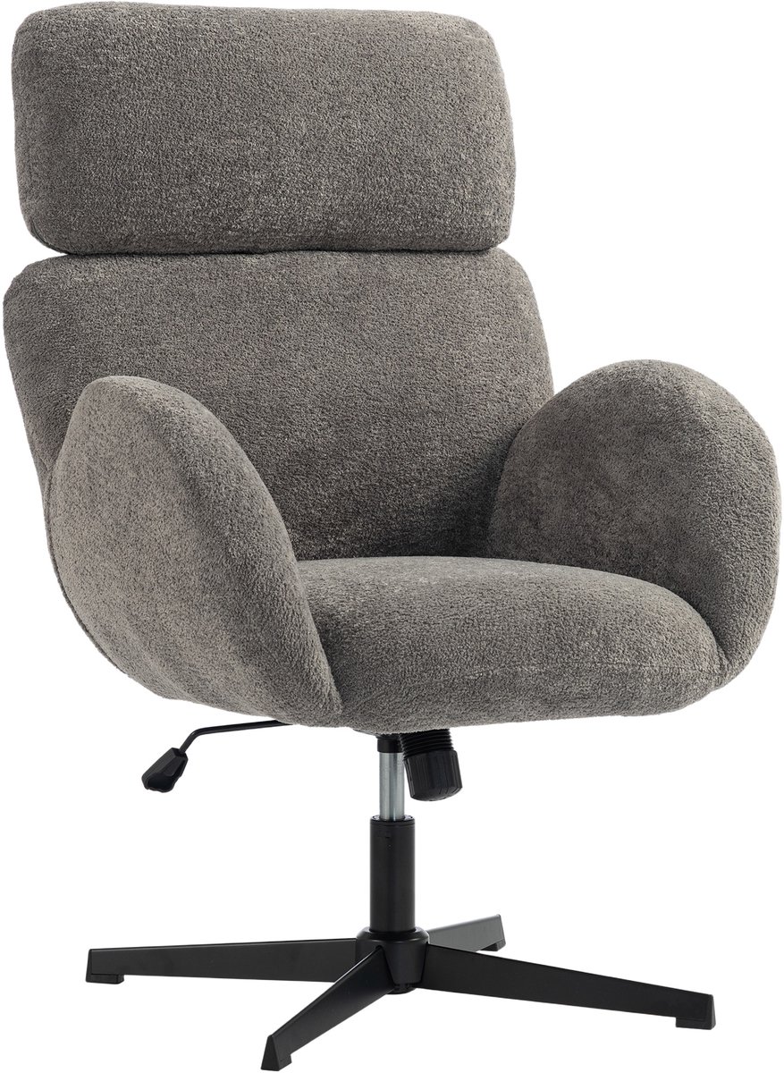 HOMCOM Office Chair-Samt (100% Polyester)-68L x 67B x 113H cm-Grau