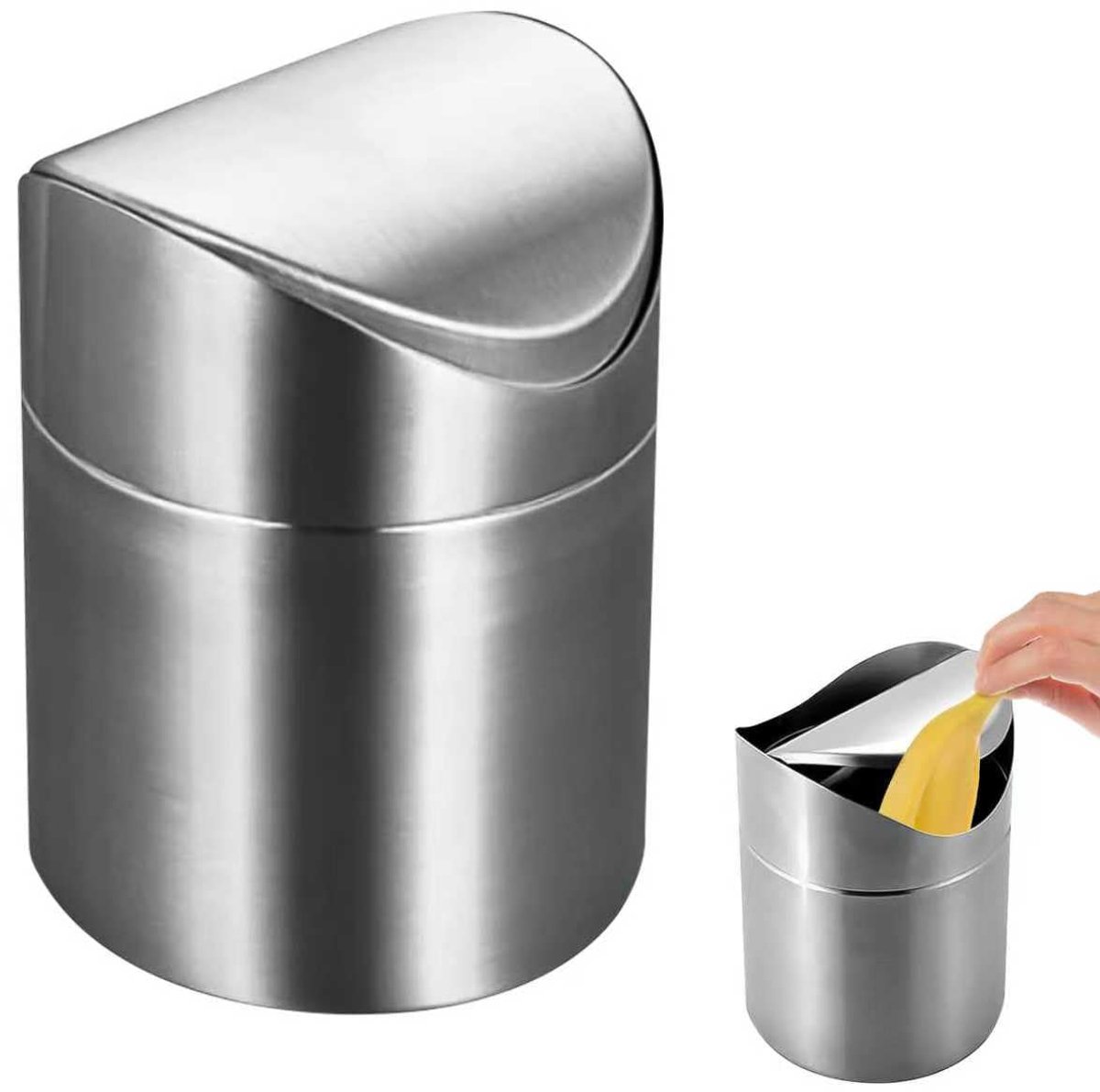 Bureauprullenbak met Deksel, Kleine Badkamerprullenbak Van 2 Liter, Mini-Bureauprullenbak, Uitneembare - ShopVlot