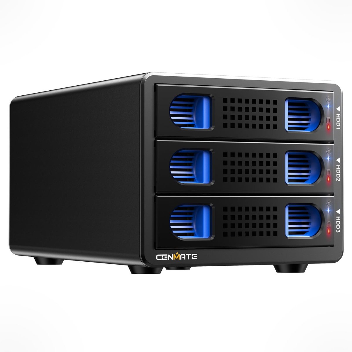 Harde schijfbehuizing, aluminium 3 Bay HDD-behuizing met ventilator voor 2,5"/3,5" SATA HDD/SSD, USB A/C 3.0 - ShopVlot