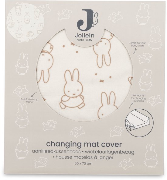 Jollein Wickelauflagenbezug Jersey 50x70cm Miffy Moments - Light Terra — afbeelding 3