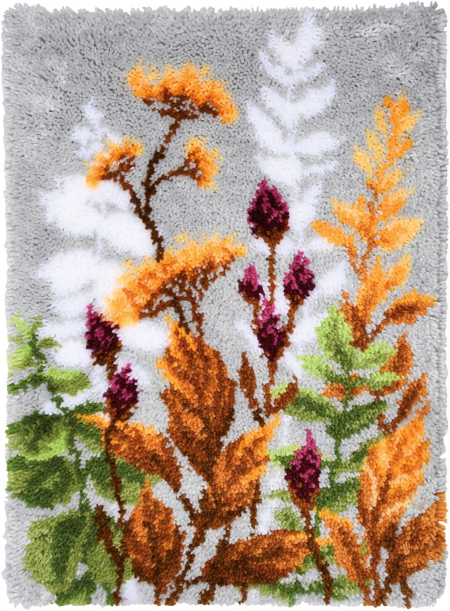 Vervaco - Knooptapijt kit Herfstbladeren en bloemen - PN-0201725 - Borduren - Borduurpakket - Borduurpakket volwassenen - Borduurpakket kind