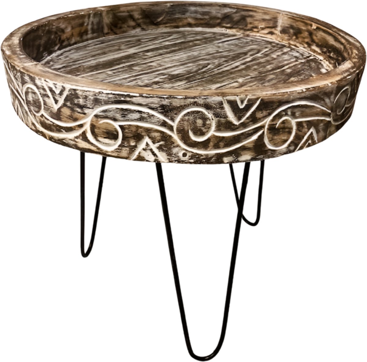Var Ronde Bijzettafel – Gesneden (Carved) – Ø60 cm – Tijdloos Design Zie foto