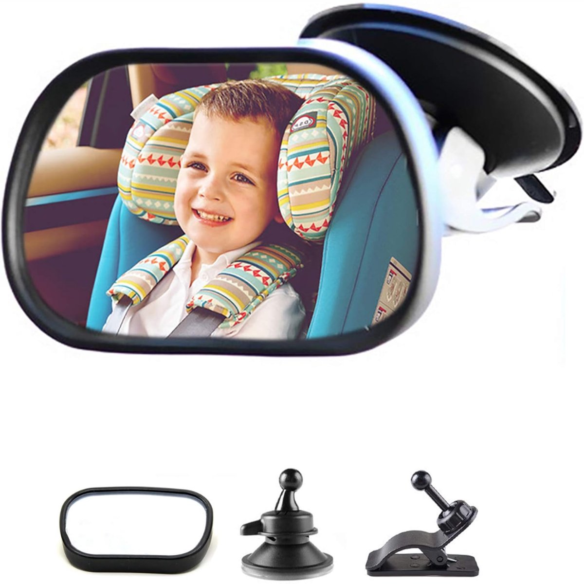 Allvia® Auto Spiegel Baby - Achteruitkijkspiegel Baby - Autospiegel Baby Voor Achterbank - Zwart - 12cm x 8cm x 6cm