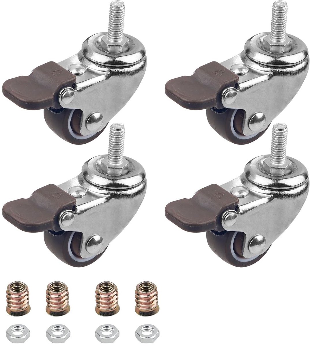 Transportwielen 25 mm met M6 x 15 mm schroefdraad, draagvermogen 44 kg, perfect voor meubels en kasten