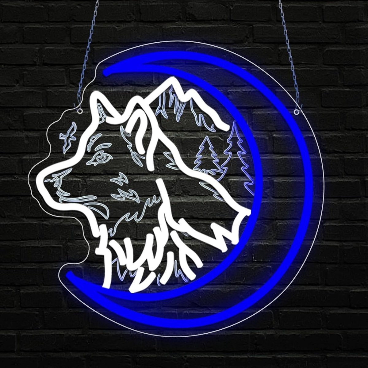 Wolf Neon Lichtbord - Blauw - Verlicht Neonlicht voor Wanddecoratie - Voor Slaapkamer en Feesten