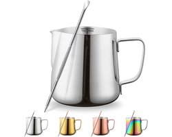 Stainless Steel Melkopschuimkan 350ml voor Cappuccino en Latte Art - Barista Gereedschap en Decoratie Pen