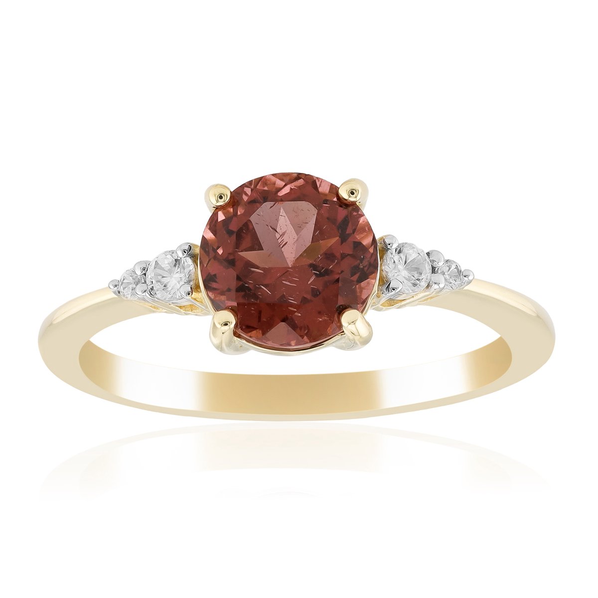 Cavill - Gouden ring met rode apatiet 1,131 ct en zirkonen uit Tanzania - 9K geelgoud - elegante smalle ring dames - Braziliaanse edelsteen