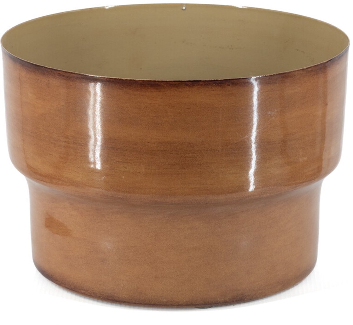 Metalen bloempot amber