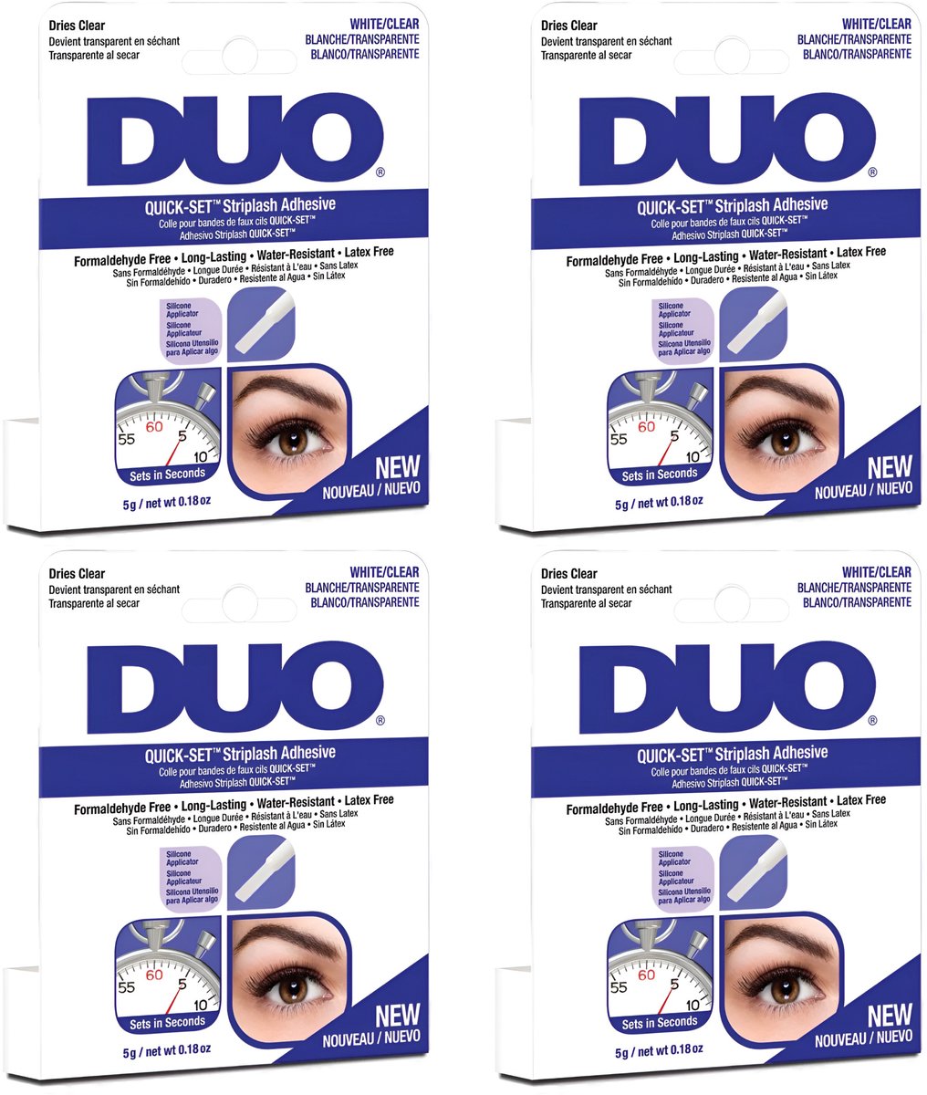 DUO Kleef voor Wimpers Ardell Quick-Set - Wimperlijm - Transparant, Sneldrogend, 4-pack