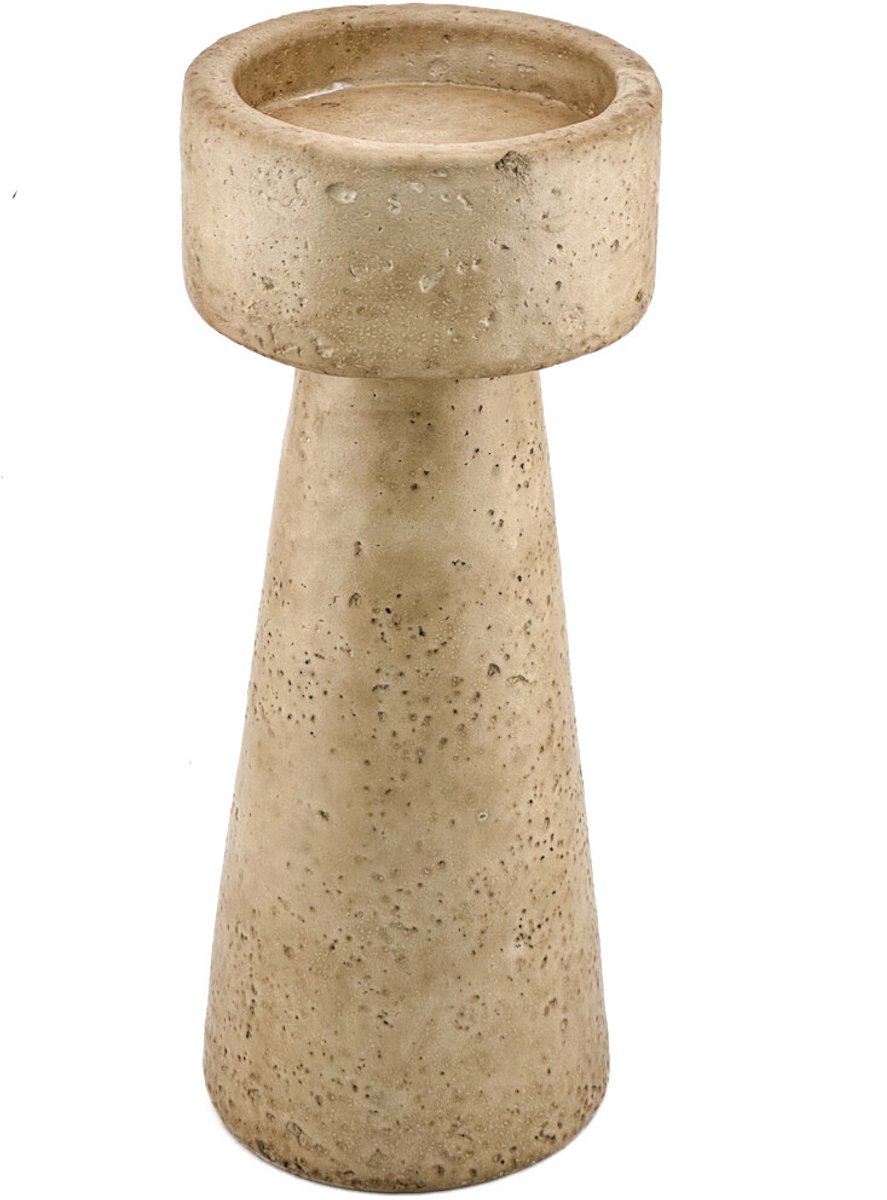 Aardewerk kaarsenstandaard beige L wb