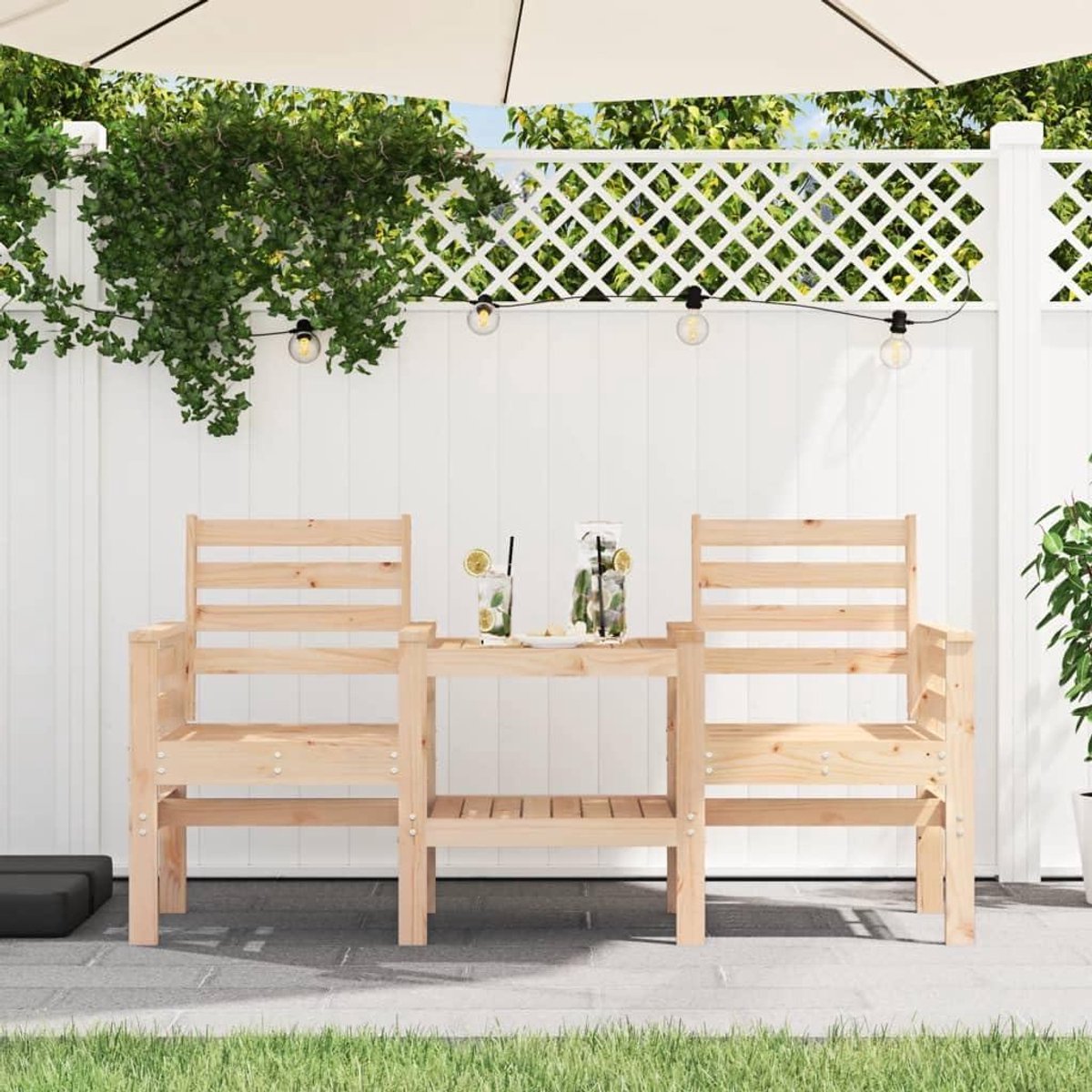 Tuinbank met tafel - Outdoor zitbank - Ontspannen in de tuin - Geïntegreerde tafel en plank - 175 cm breed