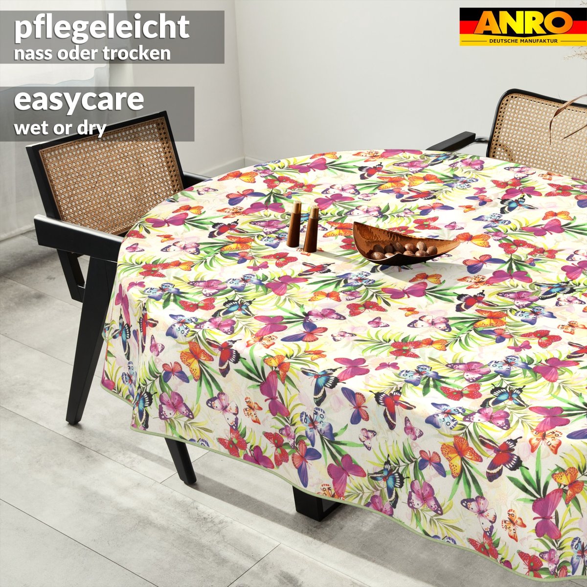 ANRO Tafelkleed Bloemenranken Beige Ovaal 260x140cm Met sierband Afwasbaar Waterafstotend