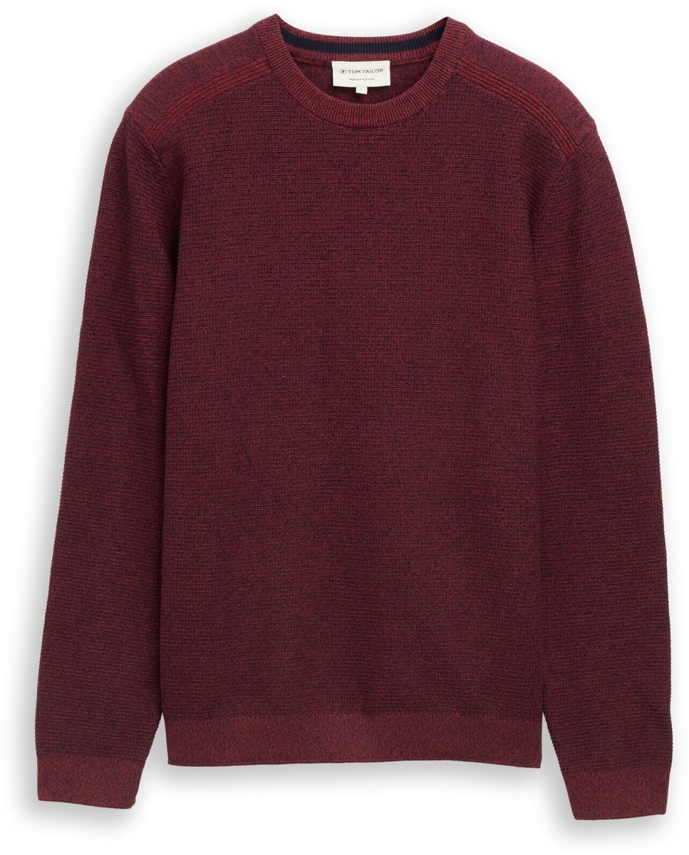 Tom Tailor - Gebreide trui van katoen - Maat XL - red navy mouline