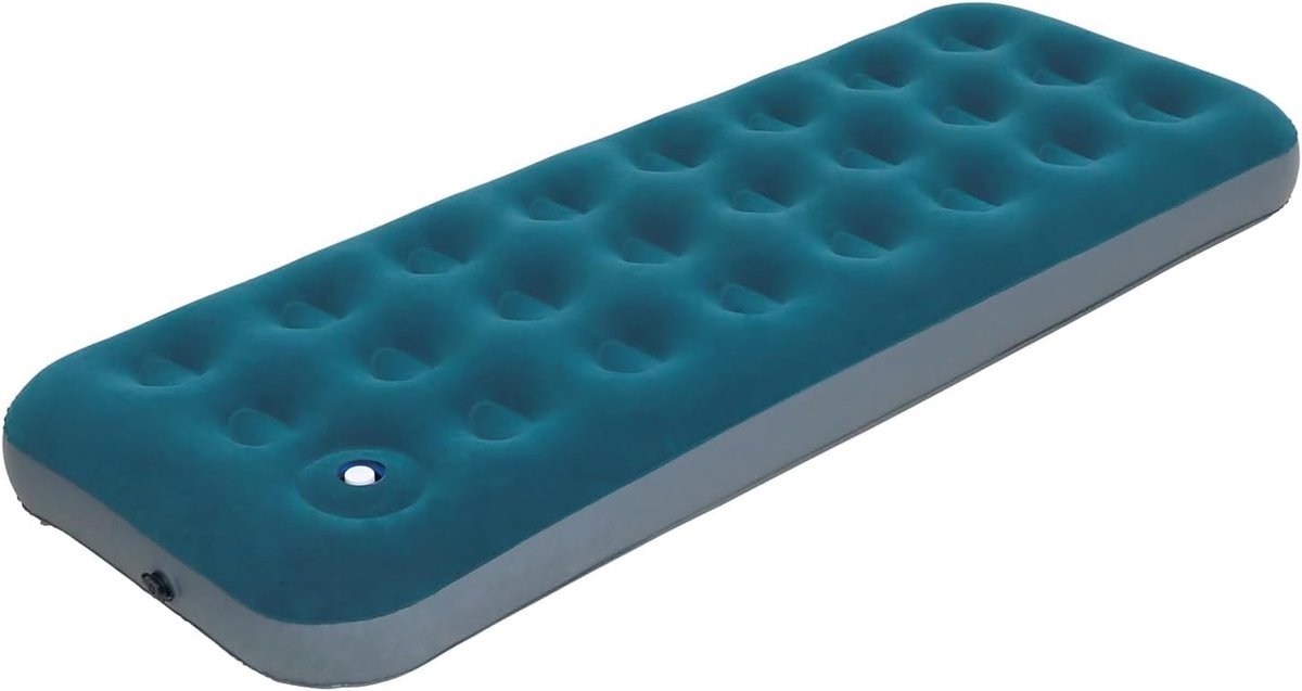 Thijox - Enkele Maat Camping Luchtmatras met Ingebouwde Voetpomp - Opblaasbaar Bed - Duurzaam PVC - Comfortabele Flock Afwerking - Ideaal voor Kampere
