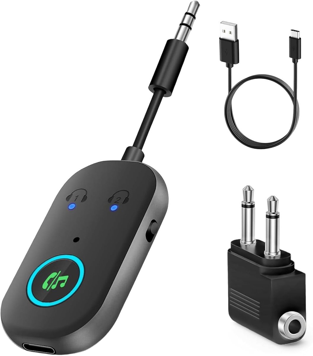 Bluetooth Zenderontvanger - Draadloze Audio Adapter - Muziek Streamen - 2-in-1 Functie - 10 Meter Bereik - Zwart