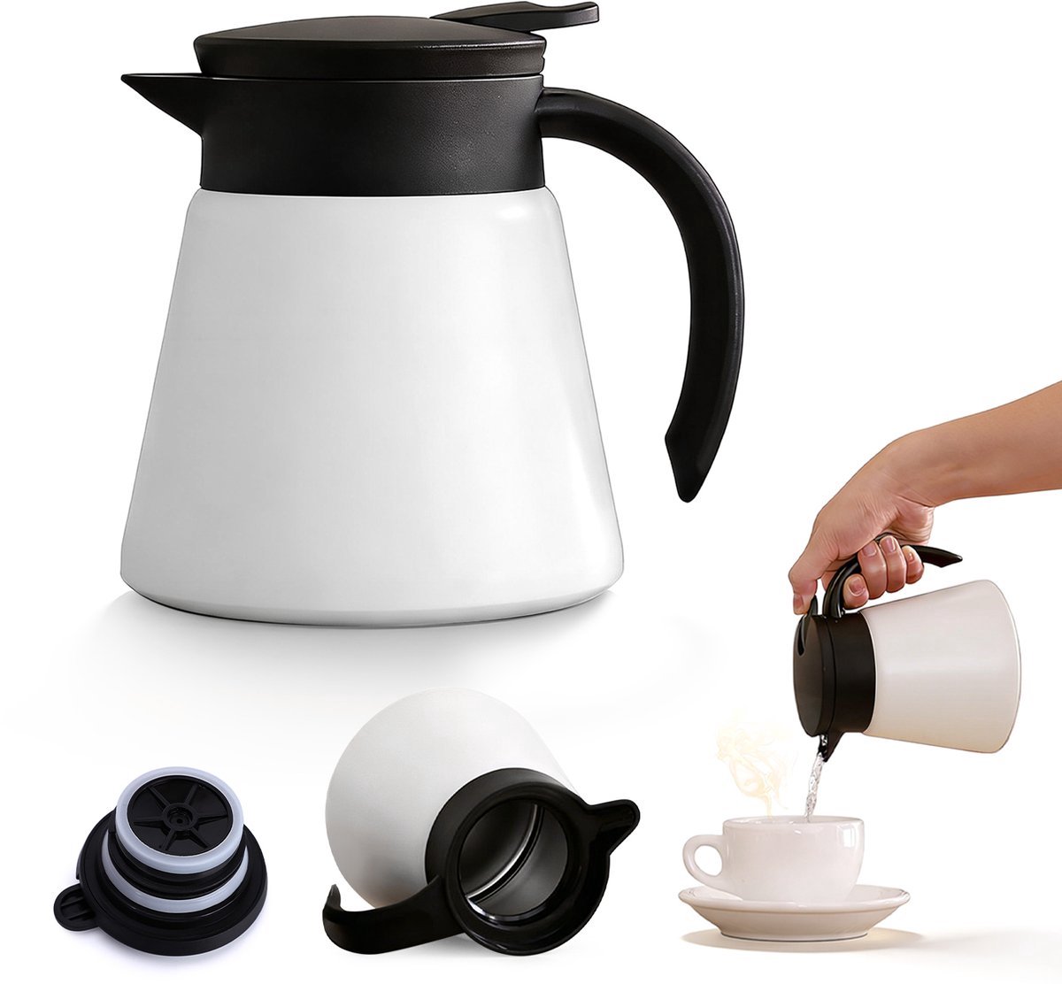 Roestvaststalen Thermische Koffiekan - 880ml Dubbelwandig Vacuüm Geïsoleerde Warmwaterkan