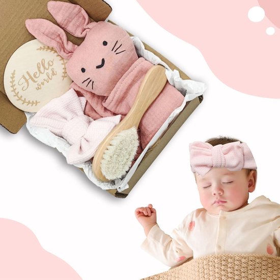 SnelShoppen - Gepersonaliseerd Knuffeldoekje voor Baby's, Slabbetje, Mijlpaalkaarten, Roze, Perfect Cadeau voor Pasgeborenen, Schattig en Zacht, Meisj van Snelshoppen — afbeelding 4