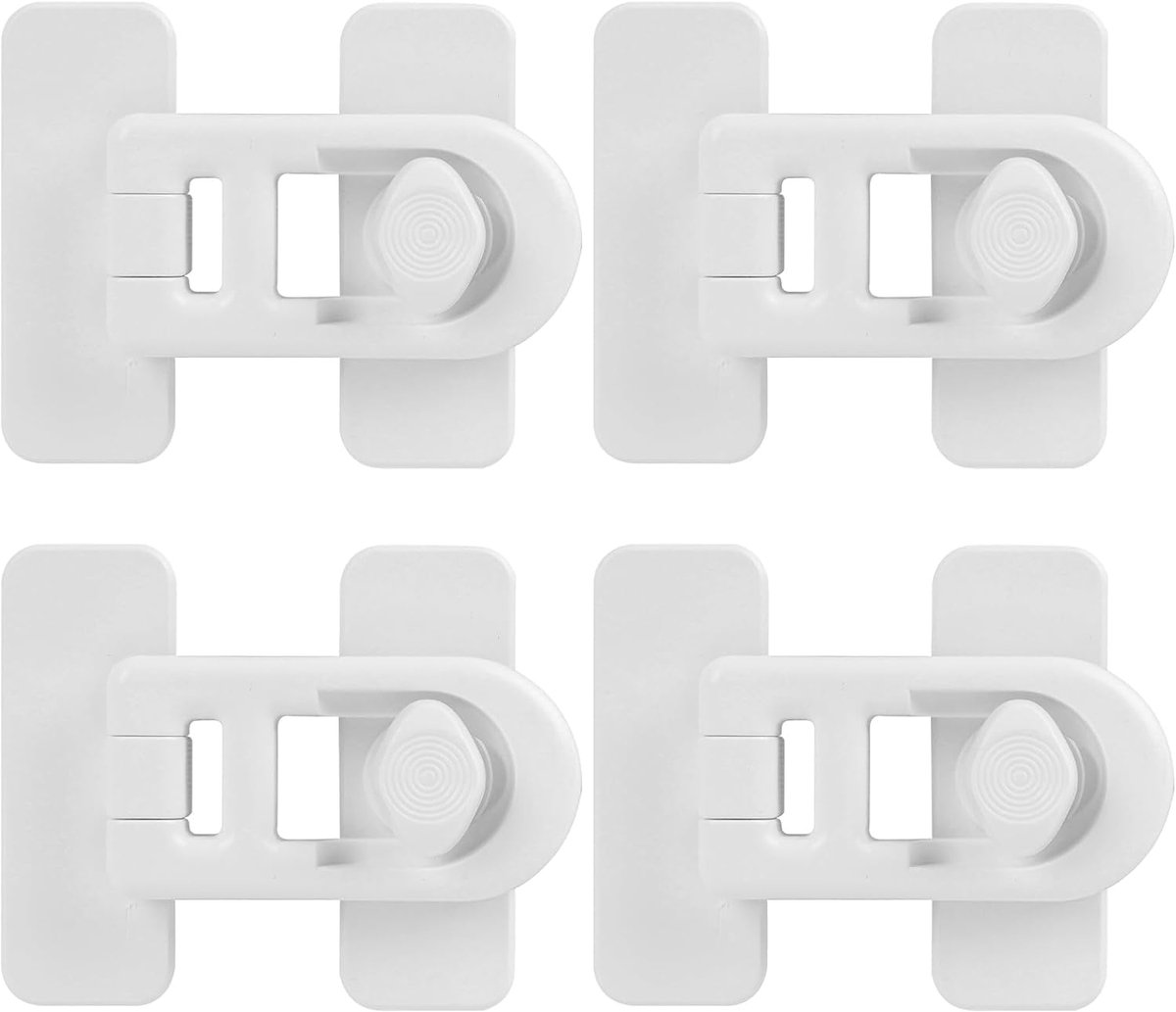 Thijox - 4 stuks Kinderveiligheid Kastbeveiliging - Sterke Zelfklevende Fridge Lock - Wit - Zonder Boren - Laden en Kasten Beveiliging voor Baby's en