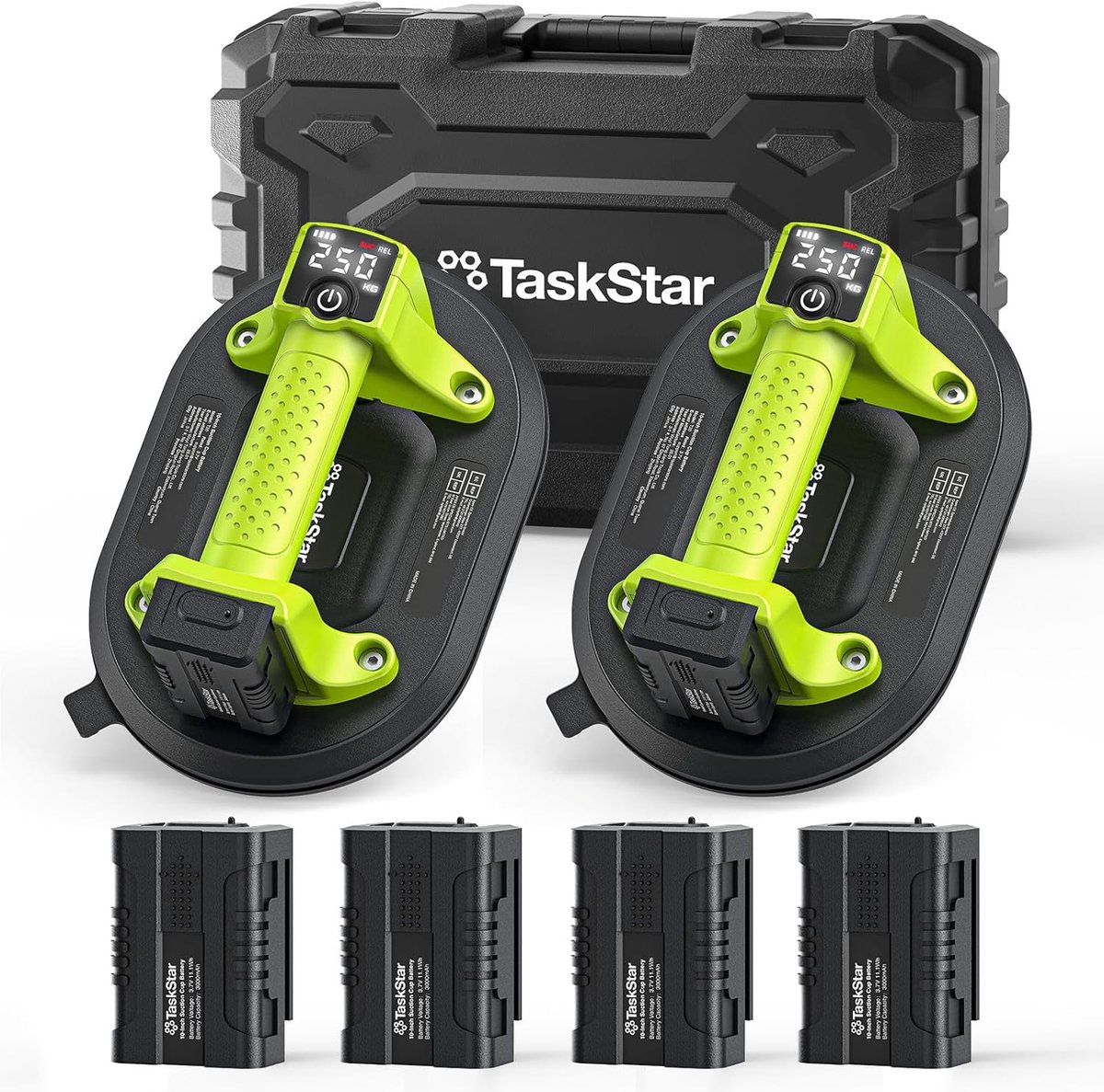 Thijox - Accu-zuignap 25 cm - Elektrische vacuüm lifter voor tegels en glas - 4 x 3000 mAh accu - LCD-display - Tot 300 kg draagkracht - Ideaal voor t