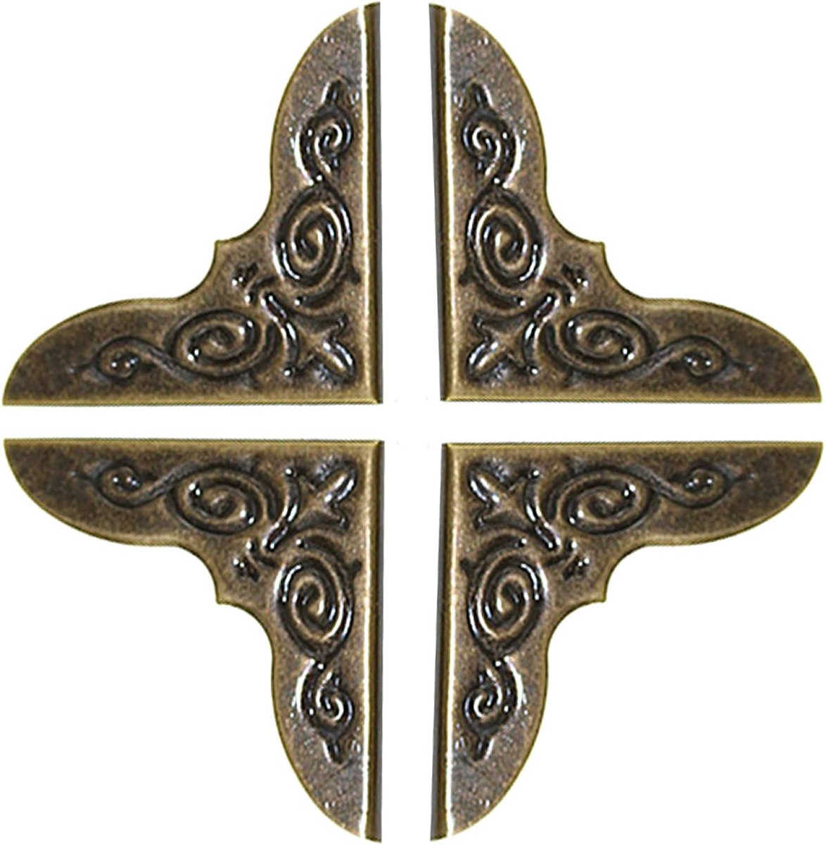Thijox - 40 Retro Beukenhoeken Hoekbescherming Metalen Hoekbeschermers voor Boeken Scrapbook Album Decoratief Brons 30mm x 30mm