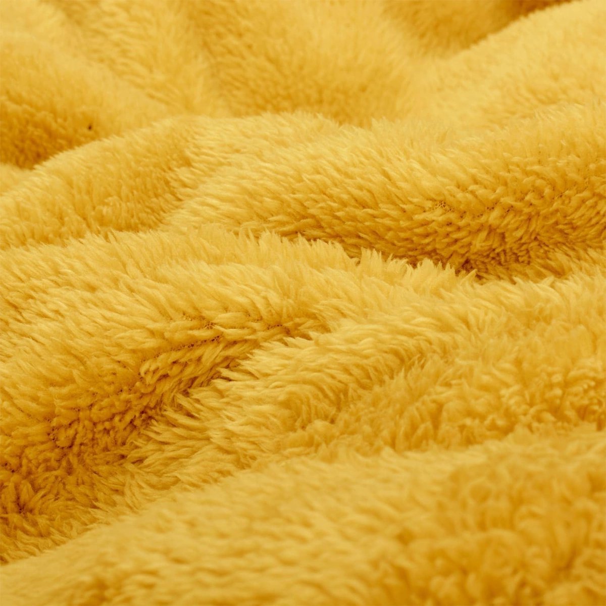 Thijox - Mosterdgele Sherpa Fleece Deken 127 x 178 cm - Luxe Pluizige Plaid voor Winter - Warme Bankdeken voor Thuis en Buiten - Perfect voor Feest en