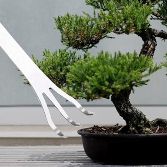 SnelShoppen - Bonsai Rake 3-Prong - Roestvrijstalen Tuinhark met Ergonomische Lange Handgreep voor het Losmaken van Tuinplanten en Grond - Perfect voo van Snelshoppen — afbeelding 3