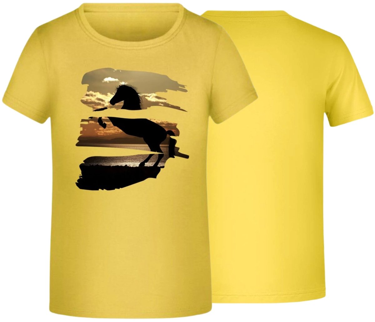Geel kinder t shirt met paardenprint - Geel - 158/164