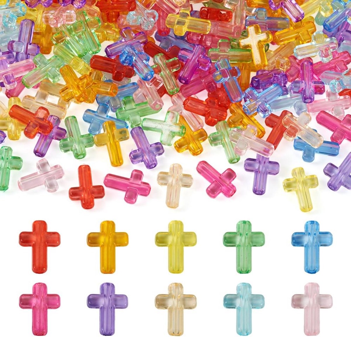 Dailygoods- Kruiskralen 200 Stuks - Transparante Acryl Kralen - Lichtgewicht Plastic - Afstandhouders - Voor Sieraden - Hoogwaardig Materiaal - Acrylkralen