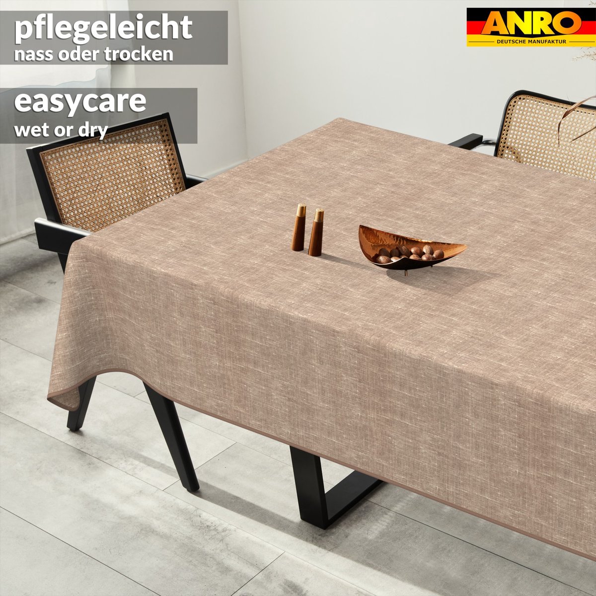 ANRO Tafelkleed Effen linnenlook Meerkleurig 130x90cm Met sierband Afwasbaar Waterafstotend