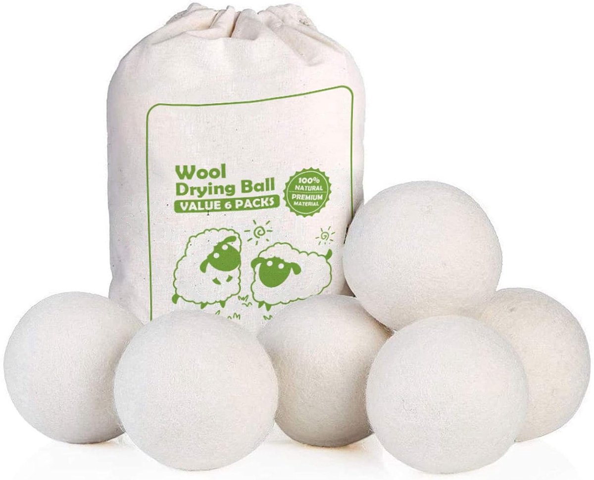 Thijox - 6 XL Wollen Droger Ballen - Herbruikbare Wasdroger Ballen van 100% Nieuw-Zeelandse Wol - Natuurlijke Wasverzachter - Statische Verminderende