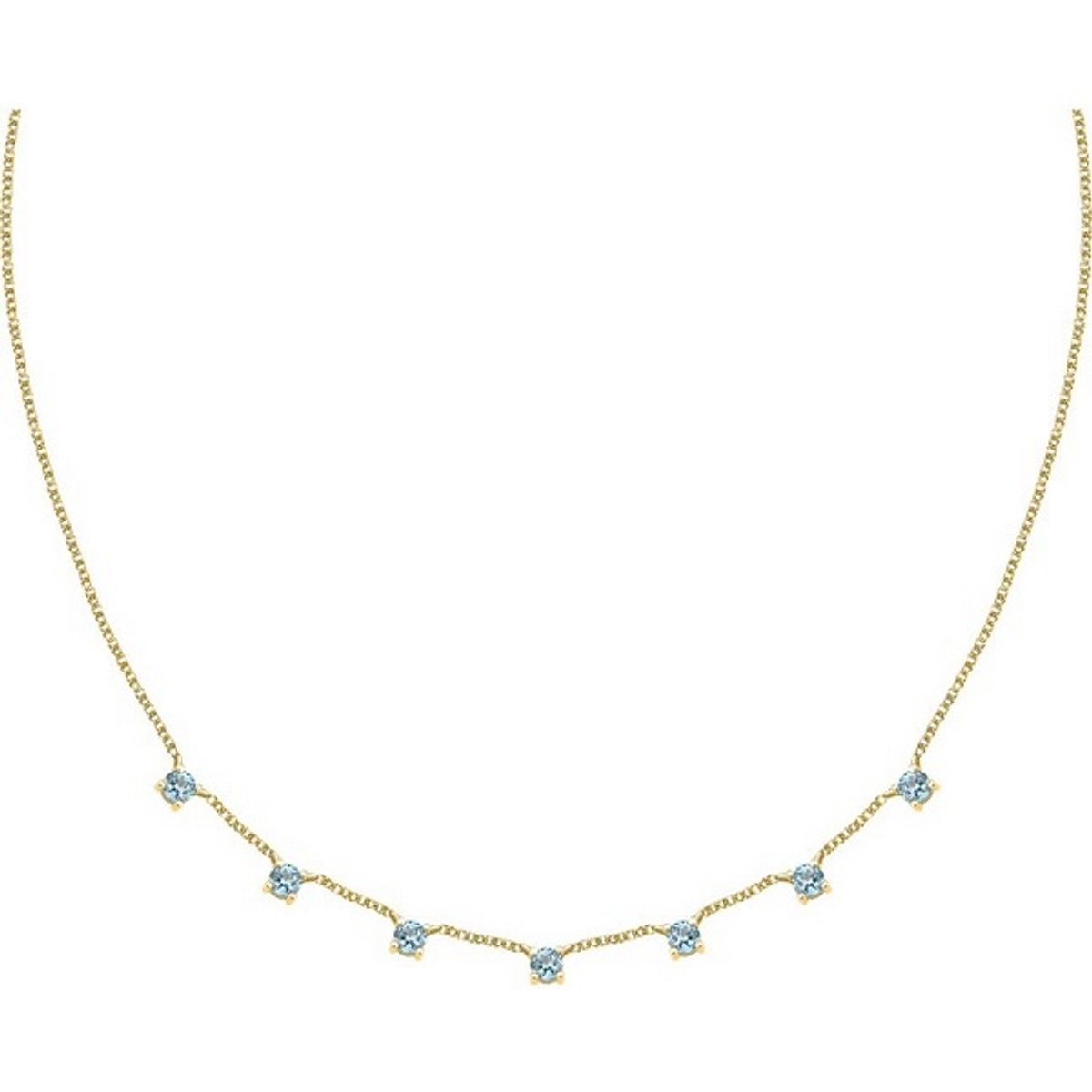 MORELLATO TESORI SAIW303 GOLD-PLATED KETTING MET LICHTBLAUWE ZIRKONIA'S 1 STUK
