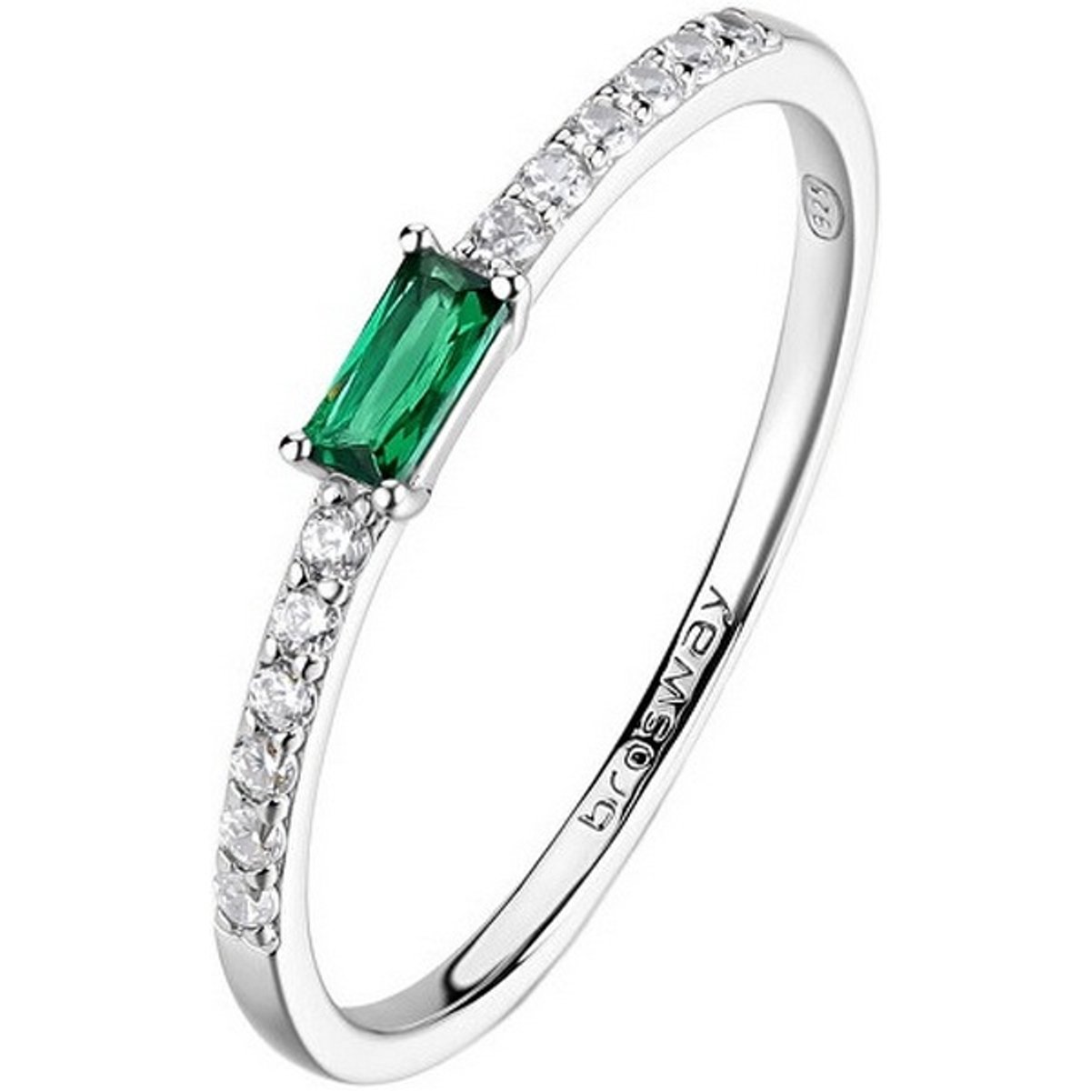 BROSWAY FANCY FLG148 - 52 MM - ZILVEREN RING MET GROENE/TRANSPARANTE ZIRKONIA'S 1 STUK