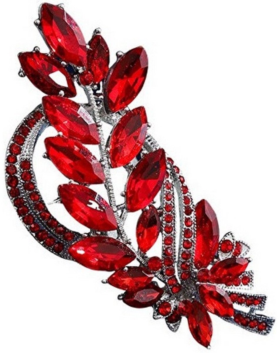 TROLI STAINLESS STEEL BROCHE MET RODE KRISTALLEN 1 STUK
