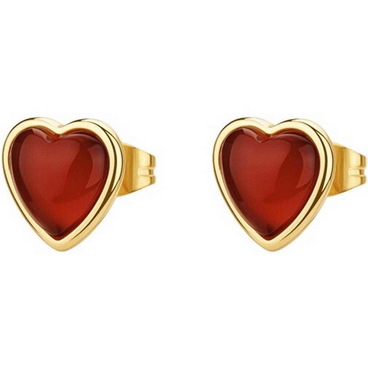 BROSWAY ESSENTIAL BNL145 GOLD-PLATED HARTJES OORKNOPJES MET RODE AGAAT 1 PAAR