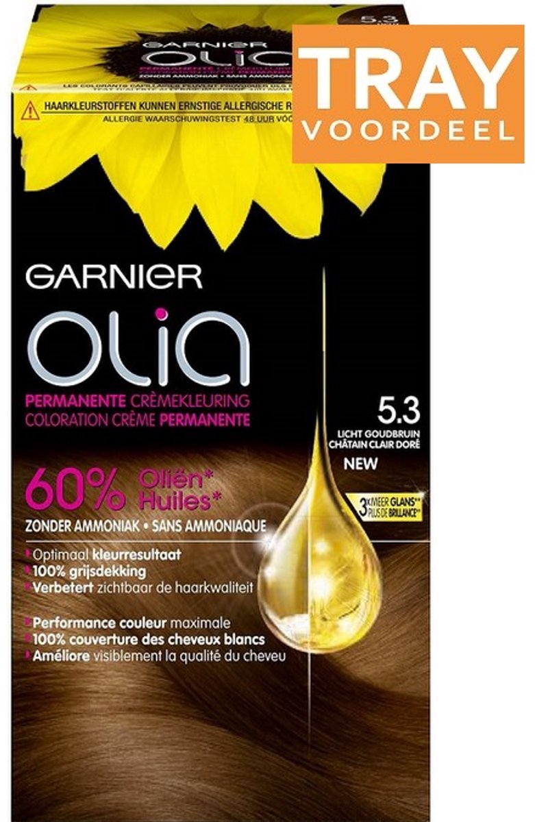GARNIER OLIA 5.3 LICHT GOUDBRUIN PERMANENTE CREMEKLEURING HAARVERF 6 X 1 STUK