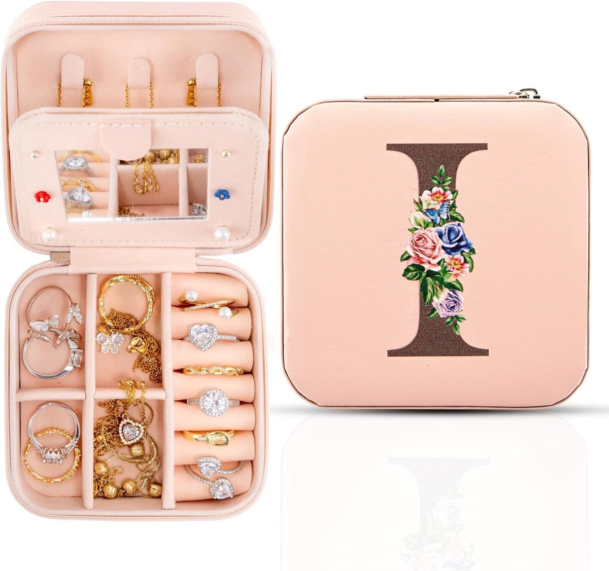 Reisjuwelenbox met Spiegel, Essentiële Organizer voor Sieraden, Perfect voor Ringen, Kettingen en Oorbellen, Ideaal Cadeau voor Vrouwen en Meisjes