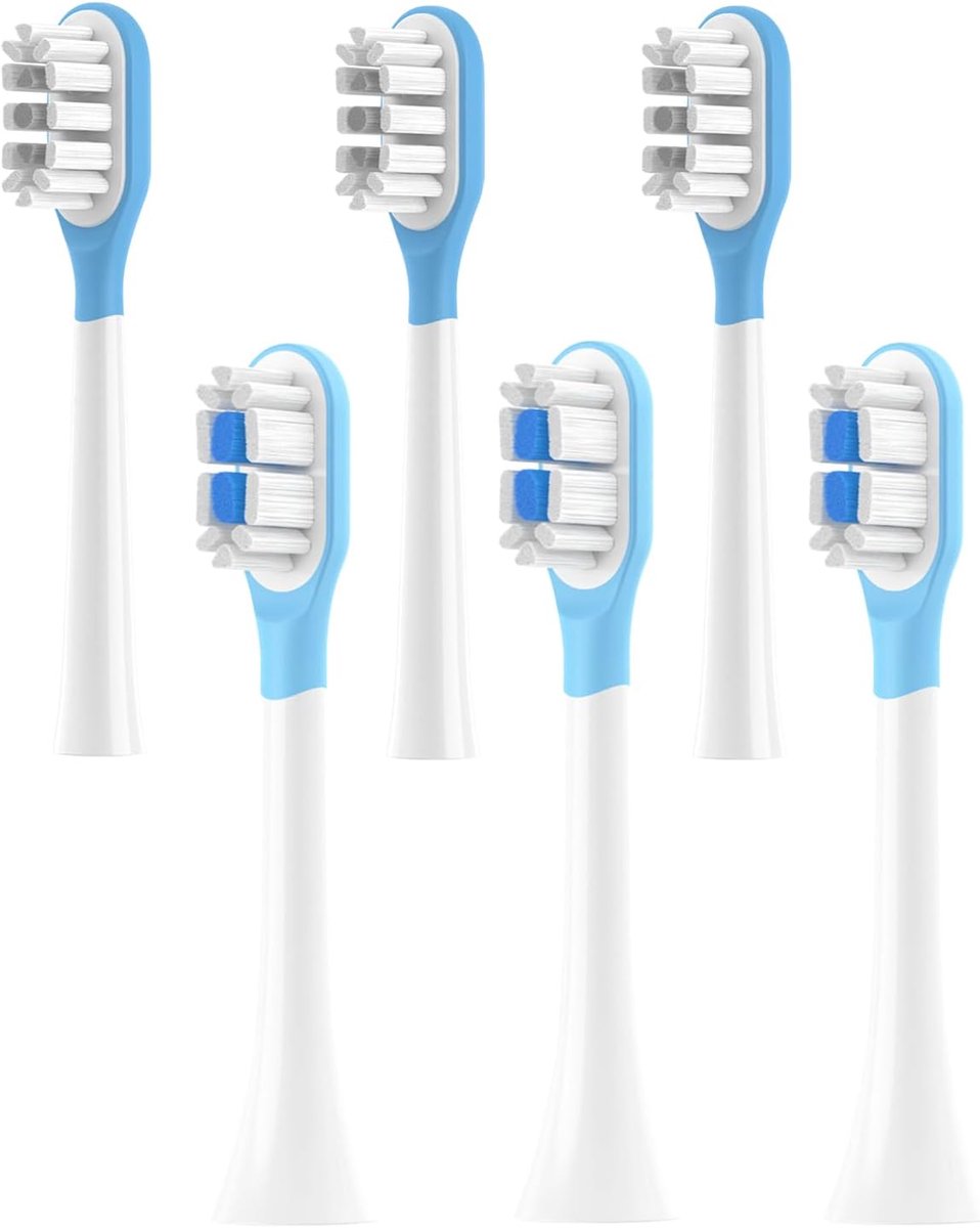 Tandenborstelkoppen vervangset 6 stuks - 3 grijs 3 blauw - standaard borstels - grondige reiniging - SnelShoppen