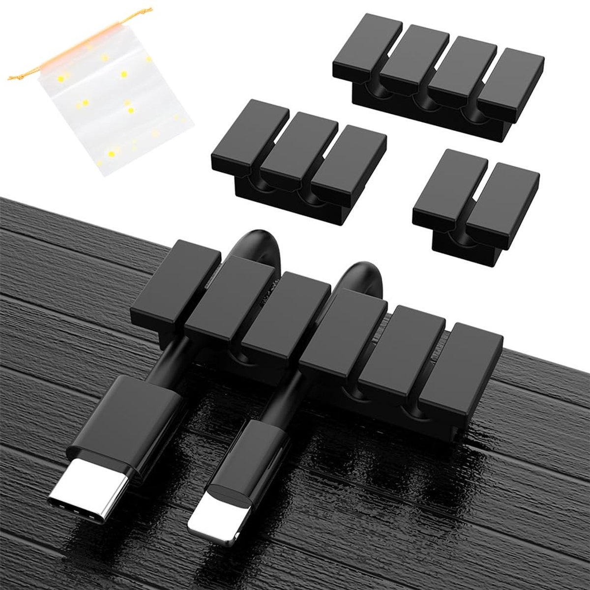Kabelhouders 4 stuks - Zelfklevende kabelclips - Multifunctionele kabelorganizer - Ideaal voor bureaus - SnelShoppen