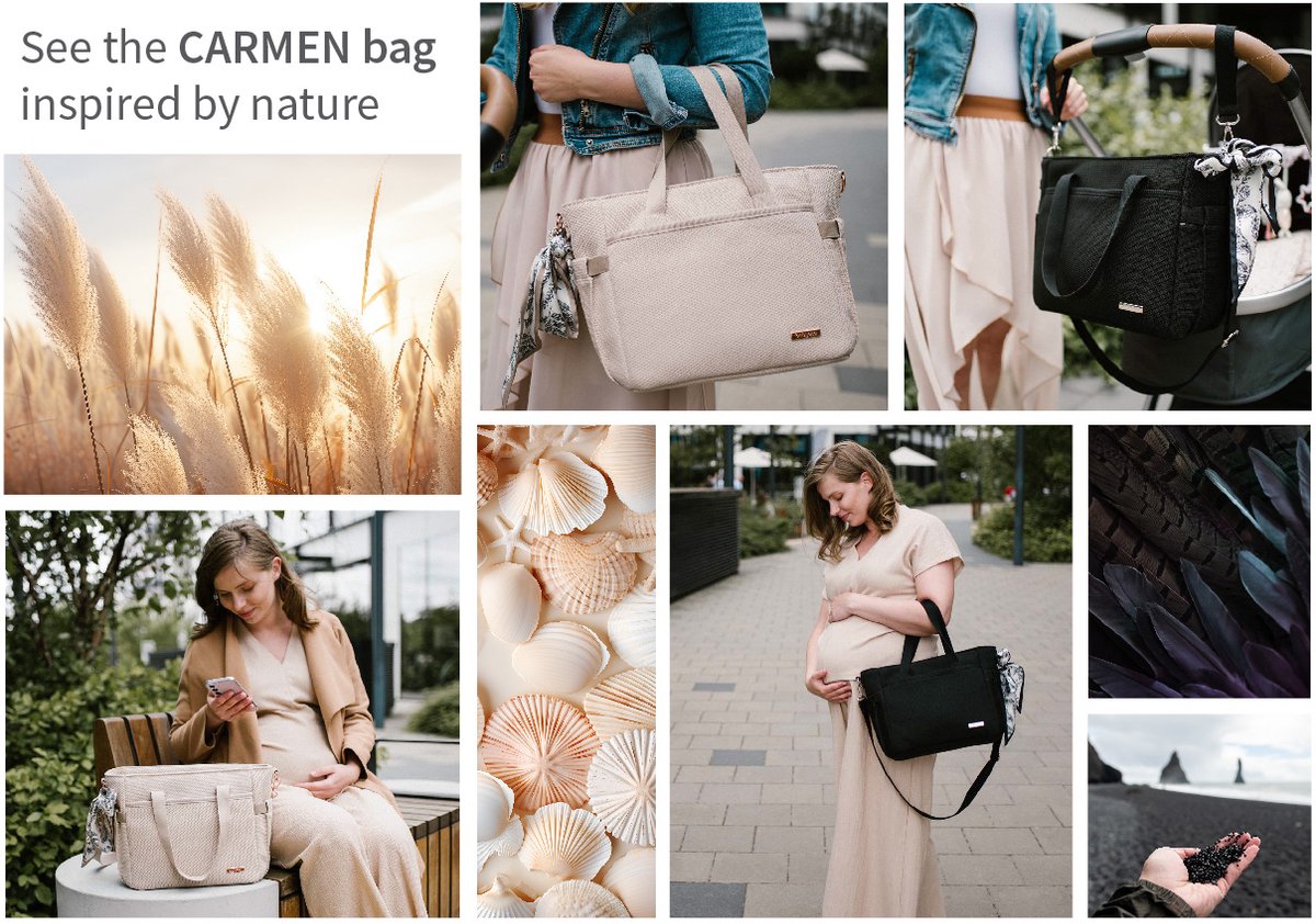 Babyono CARMEN luiertas voor kinderwagen – zwarte mommy bag met verschoonmat – 9 vakken – stijlvolle verzorgingstas thumbnail 4